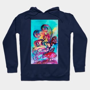 SMALL ELF OF MUSHROOMS Fantasy Watercolor Hoodie